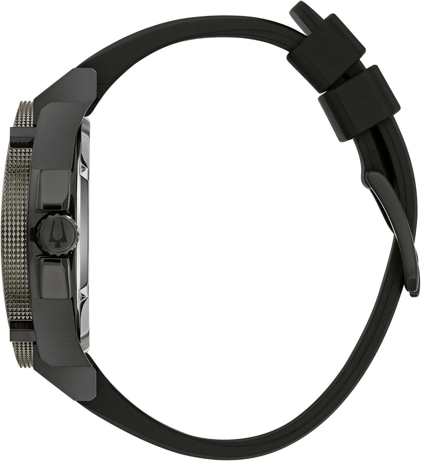 Bulova Men's Icon High Performance Quartz Chronograph Black Stainless Steel Watch with Polyurethane Strap, Black Dial Style: 98B417