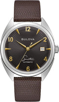 Bulova Men's Frank Sinatra 'Fly Me to The Moon' Automatic Stainless Steel Case Watch, Textured Leather Strap, 42 Hour Power Reserve, 3 Hand