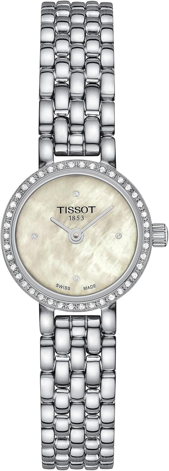 Tissot Womens Tissot Lovely Round 316L Stainless Steel case with Diamonds Quartz Watches, Grey, Stainless Steel, 6 (T1400096111600)