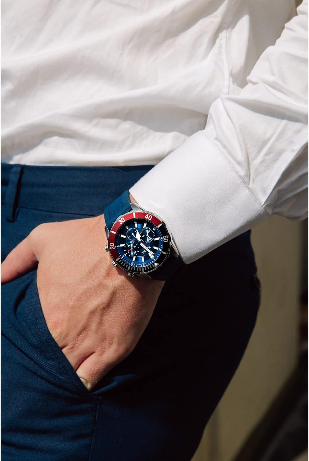 Bulova Men's Sport 6-Hand Chronograph Quartz Watch with Silicone Strap, 24 Hour Time, Calendar Date, Luminous Hands and Markers, 100M Water Resistant, 44mm Style: 98A288