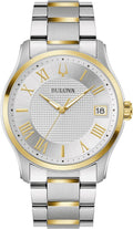 Bulova Men's Classic Wilton Two Tone Stainless Steel 3-Hand Watch, Silver White Dial, Style:98B391