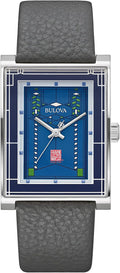 Bulova Frank Lloyd Wright Robie House Stainless Steel 3-Hand mens Quartz Watch, Gray Leather Strap Style: 96A287