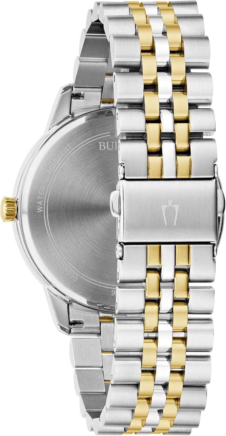 Bulova Men's Classic 3-Hand Diamond Quartz Two Tone Stainless Steel Watch, Style:98D188