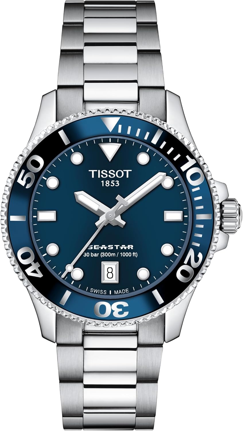 Tissot Unisex Tissot Seastar 1000 36mm 316L Stainless Steel case Quartz Watch, Grey, Stainless Steel, 18 (T1202101104100)