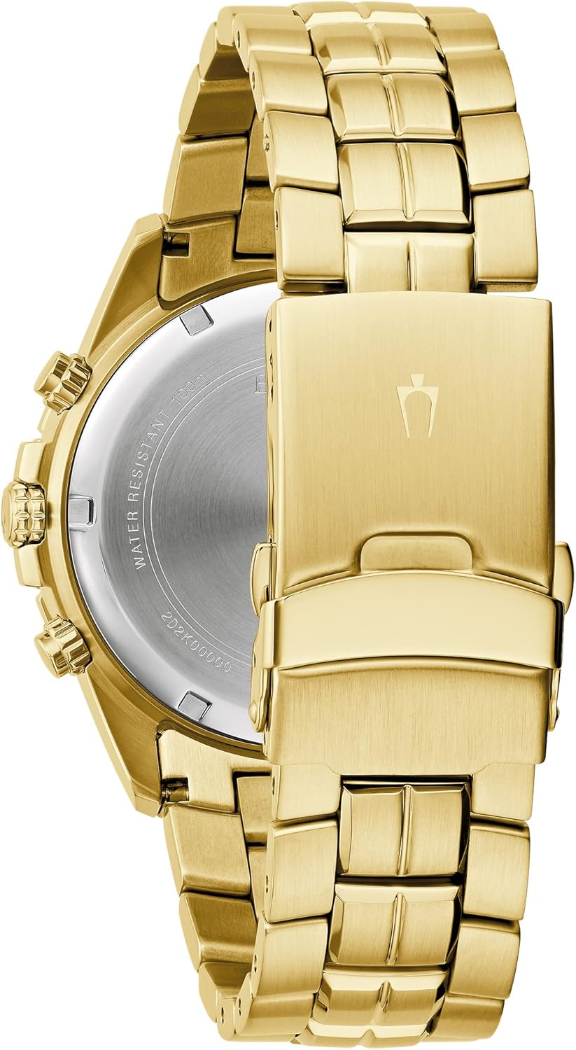 Bulova Men's Marine Star Gold Chronograph Stainless Steel Watch, Black Dial Style: 98B406