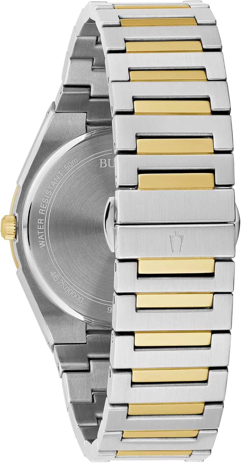 Bulova Mens Dress Classic Quartz Two Tone Stainless Steel Watch, Patterned Dial, 39mm