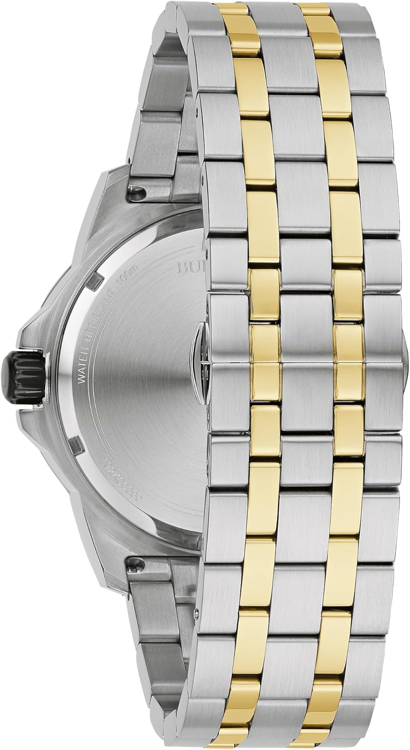 Bulova Men's Marine Star 'Series A' Two-Tone Stainless Steel Watch, Black Dial, 3 Hand Model: 98D175