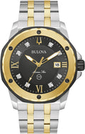 Bulova Men's Marine Star 'Series A' Two-Tone Stainless Steel Watch, Black Dial, 3 Hand Model: 98D175