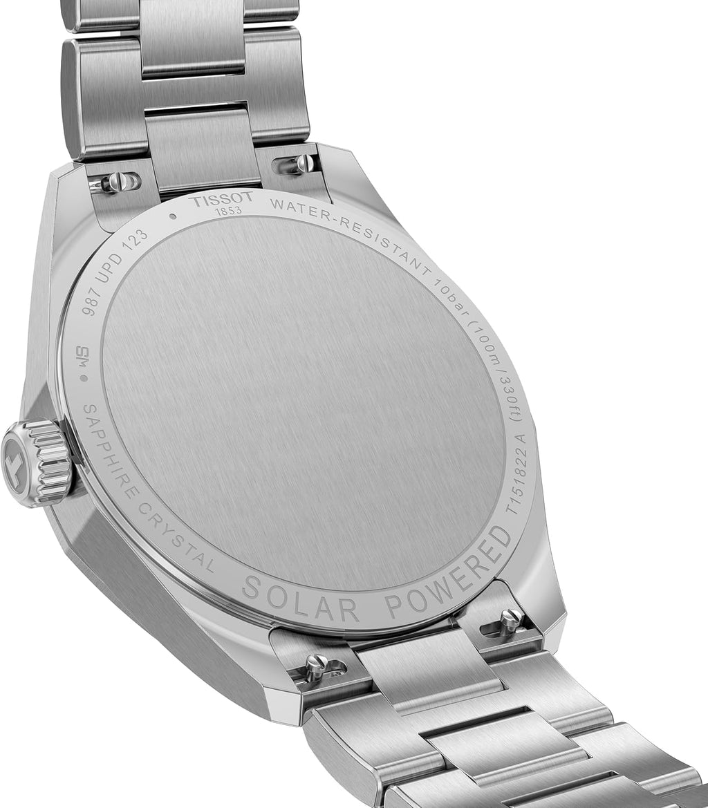 Tissot PRC 100 Solar, Silver Dial, 34mm Watch for Women, Stainless Steel Bracelet, Solar Quartz Movement, T1518221103100