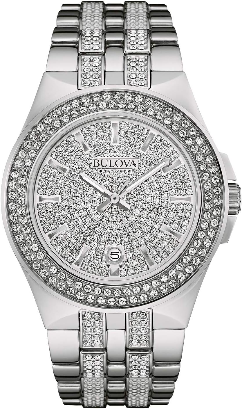 Bulova Men's Crystals Stainless Steel 3-Hand Quartz Watch Style: 96B235