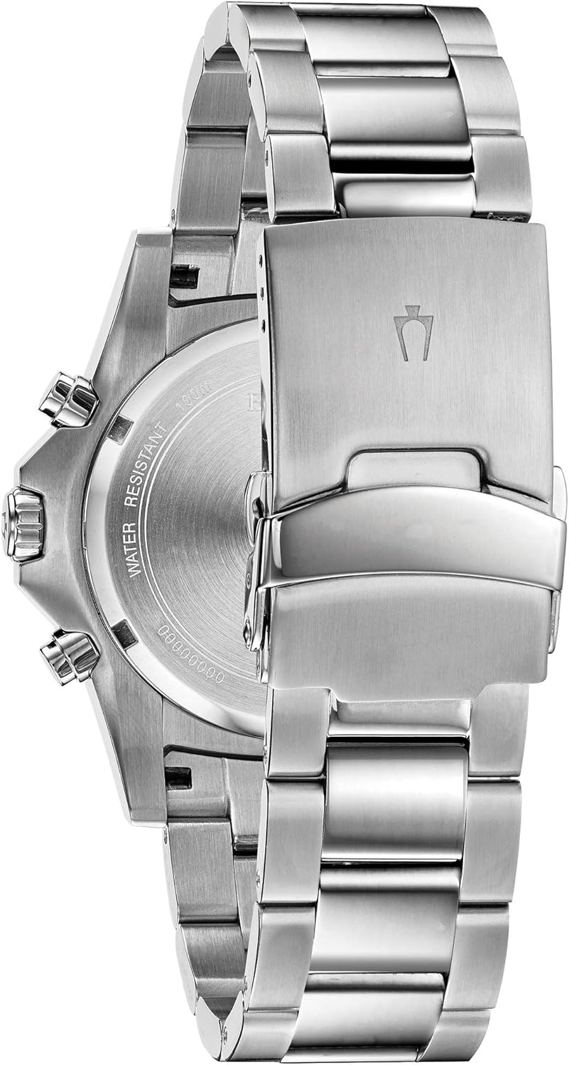 Bulova Men's Classic Sport 6-Hand Chronograph Quartz Watch, Calendar Date, Luminous Hands and Markers, 100M Water Resistant, 44mm Style: 98B326