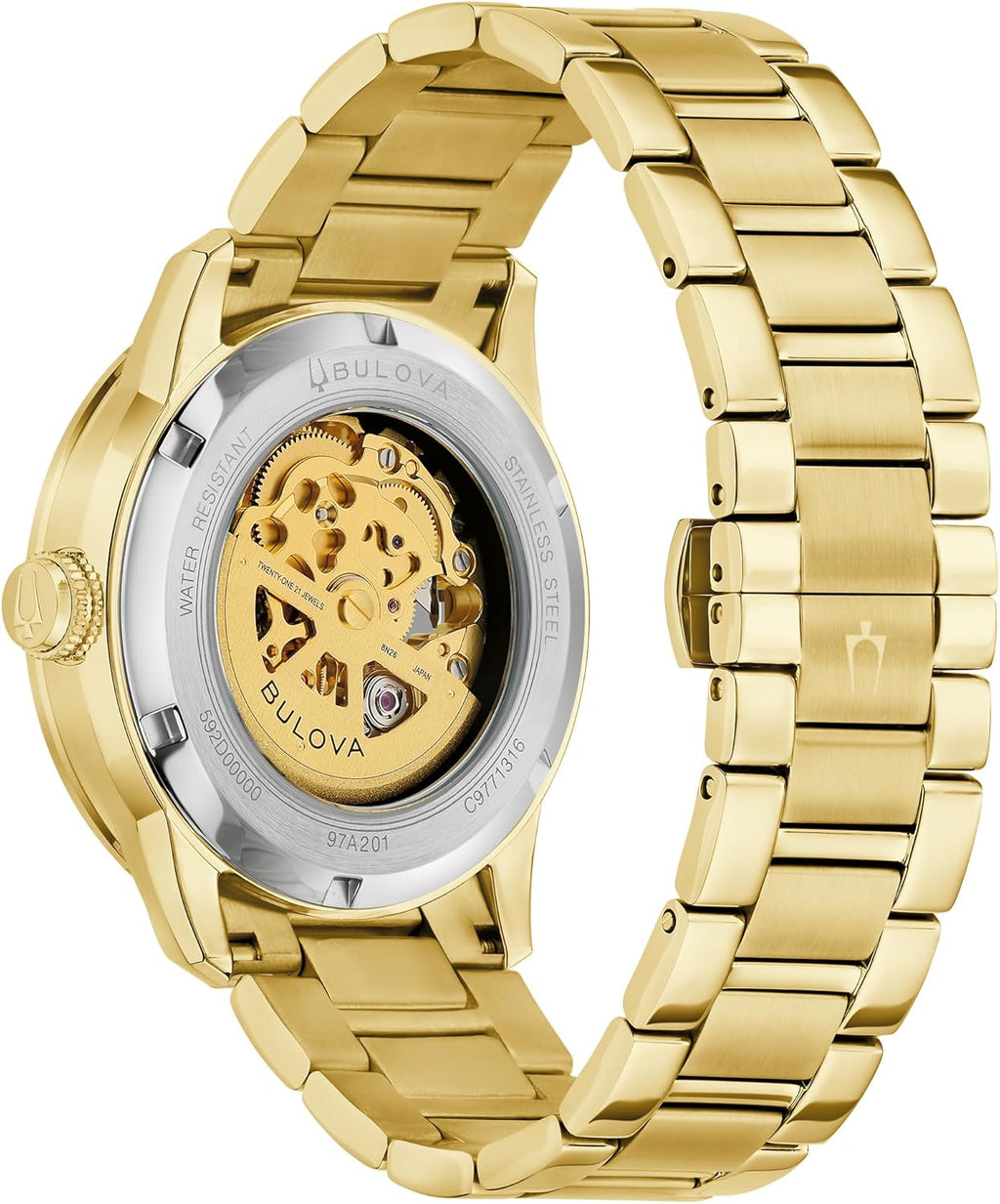 Bulova Men's Automatic Sutton Watch, Gold-Tone Stainless Steel Case & Silver-White Dial (Style: 97A201)
