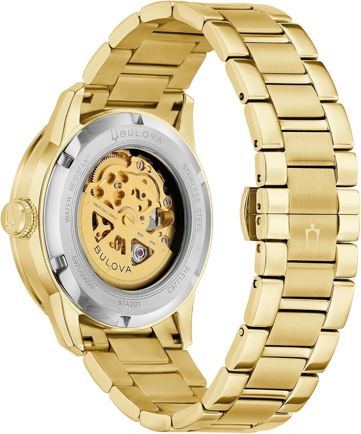 Bulova Men's Automatic Sutton Watch, Gold-Tone Stainless Steel Case & Silver-White Dial (Style: 97A201)