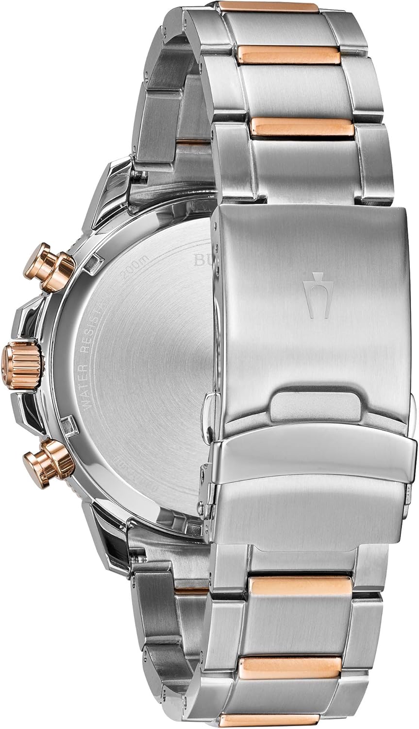Bulova Men's Marine Star Series C Two-Tone Rose Gold Stainless Steel 6-Hand Chronograph Quartz Watch, Blue Dial Style: 98B301
