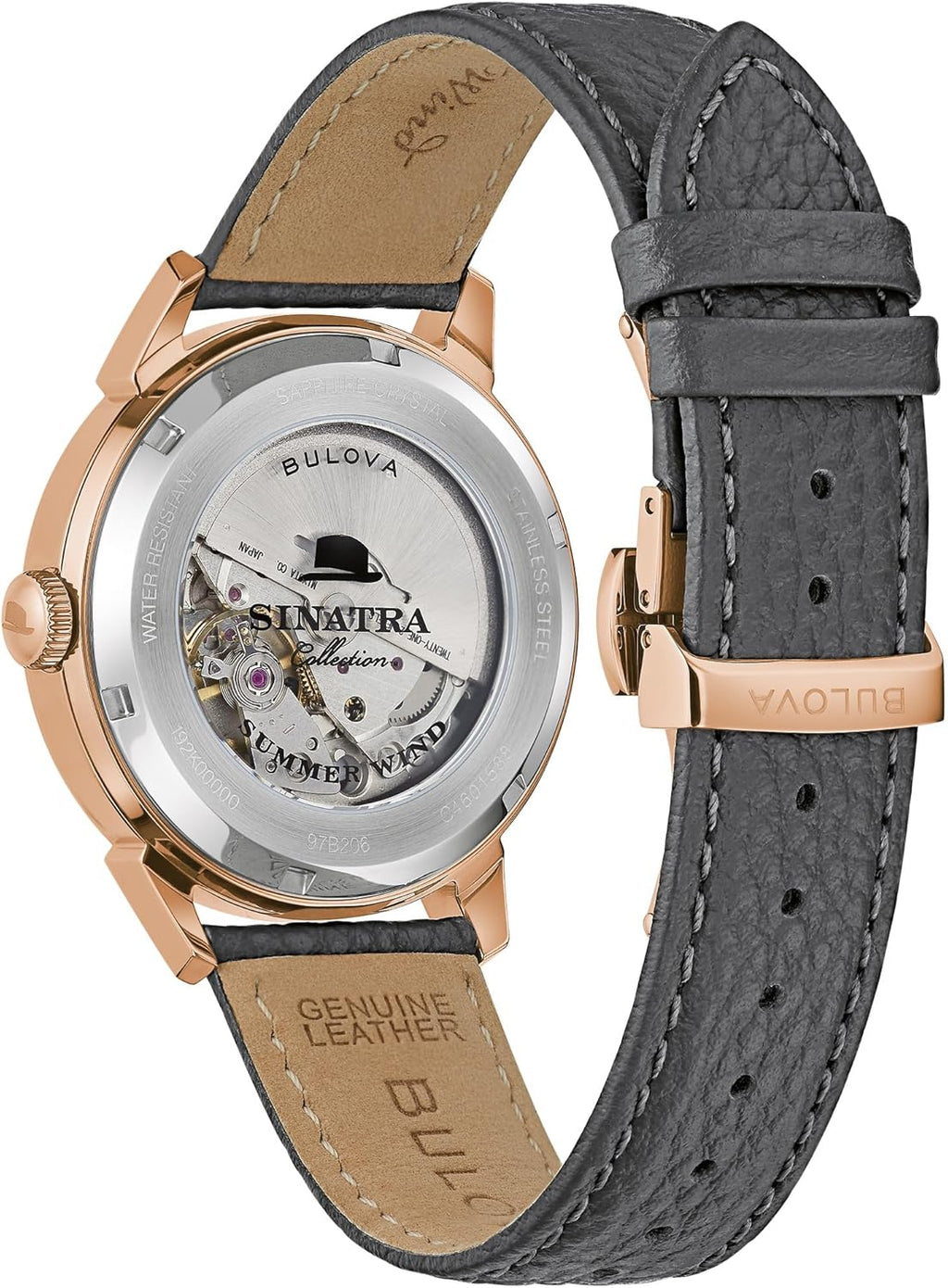 Bulova Men's Frank Sinatra 'Summer Wind' 3-Hand Date Automatic with Textured Leather Strap