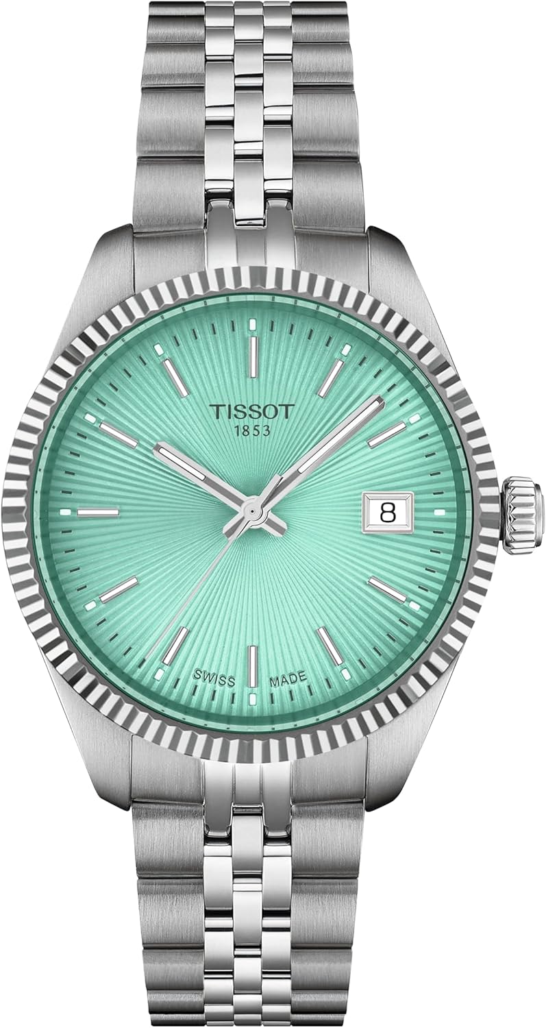 Tissot Ballade, Swiss Quartz Watch for Women, 34 mm, Stainless Steel Case and Bracelet, Mint Green Dial, T1562101109100