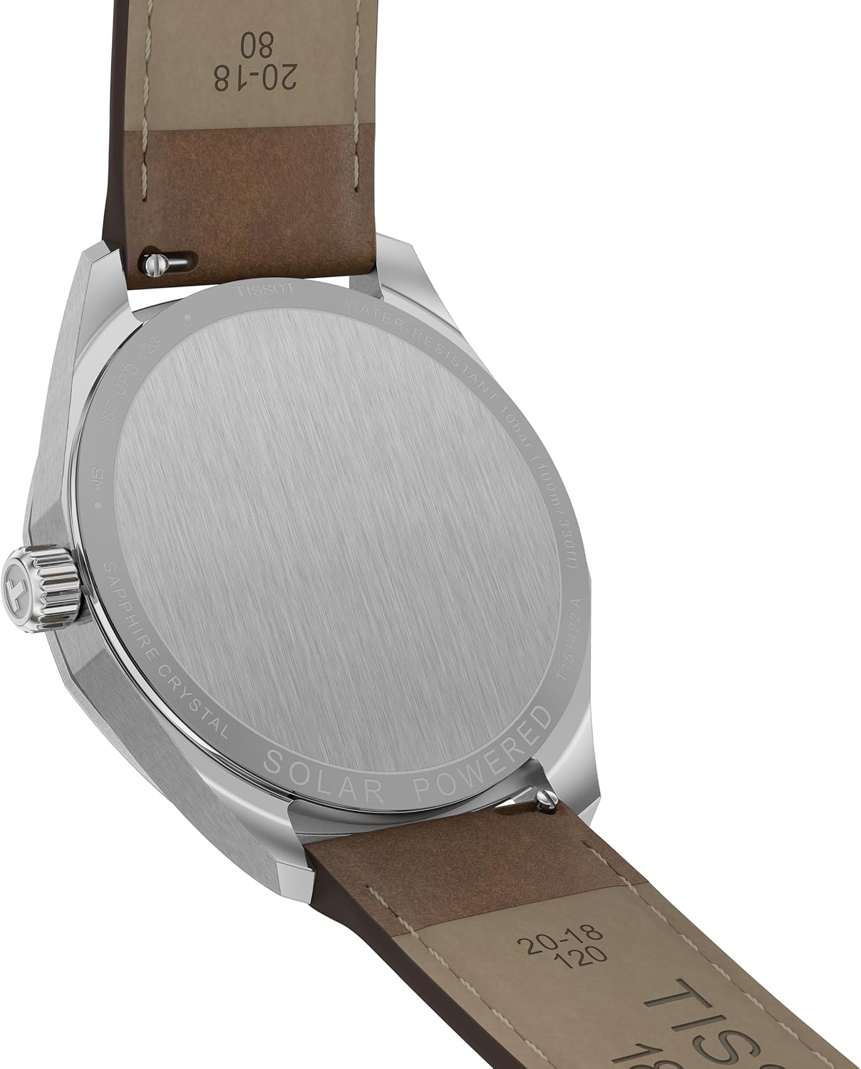 Tissot PRC 100 Solar, Silver Dial, 39mm Watch for Men, Brown Leather Strap, Solar Quartz Movement, T1514221603100