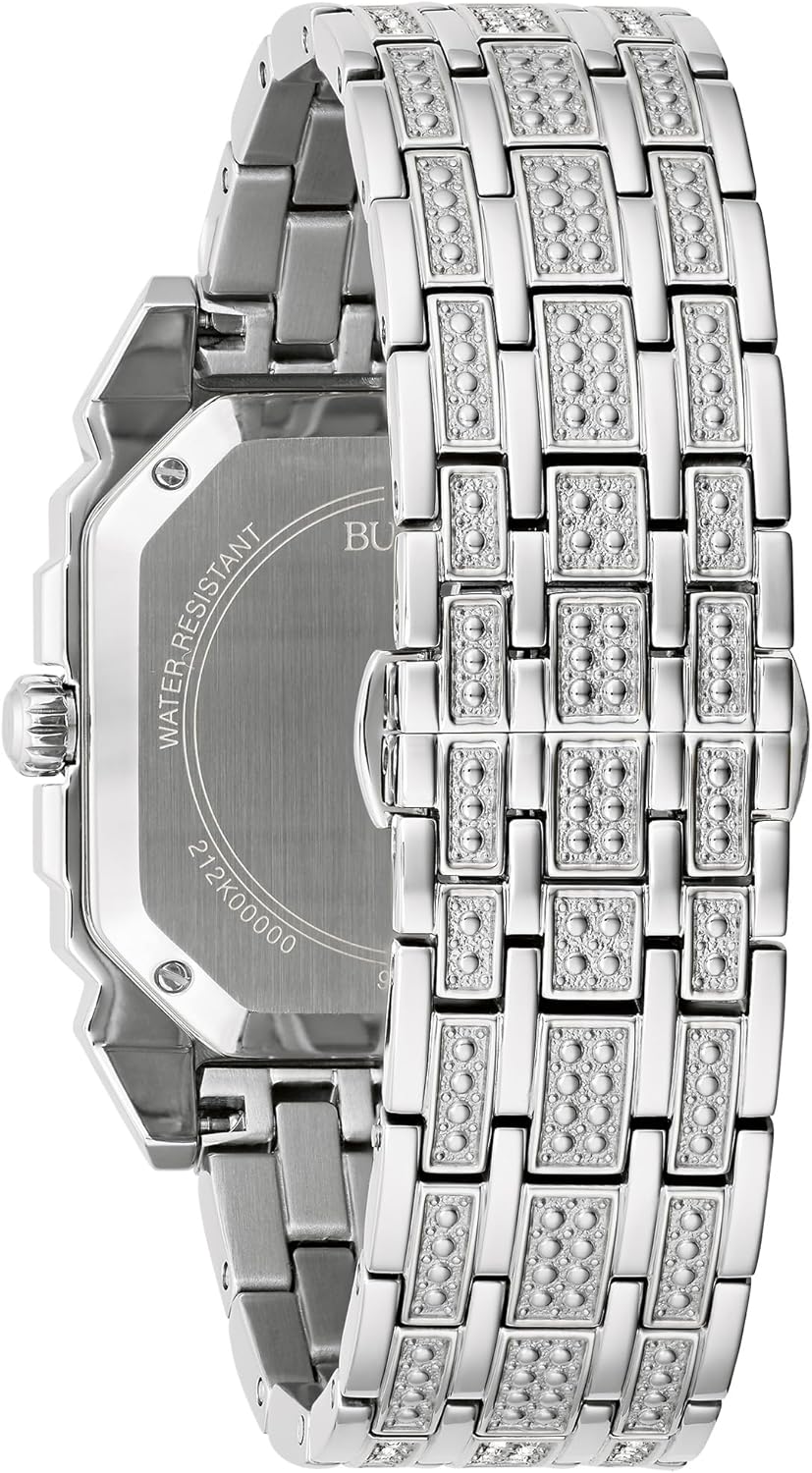 Bulova Men's Crystal Octava Silver Stainless Steel Watch; Octagon Shape Dial, 3 Hand Style: 96A285