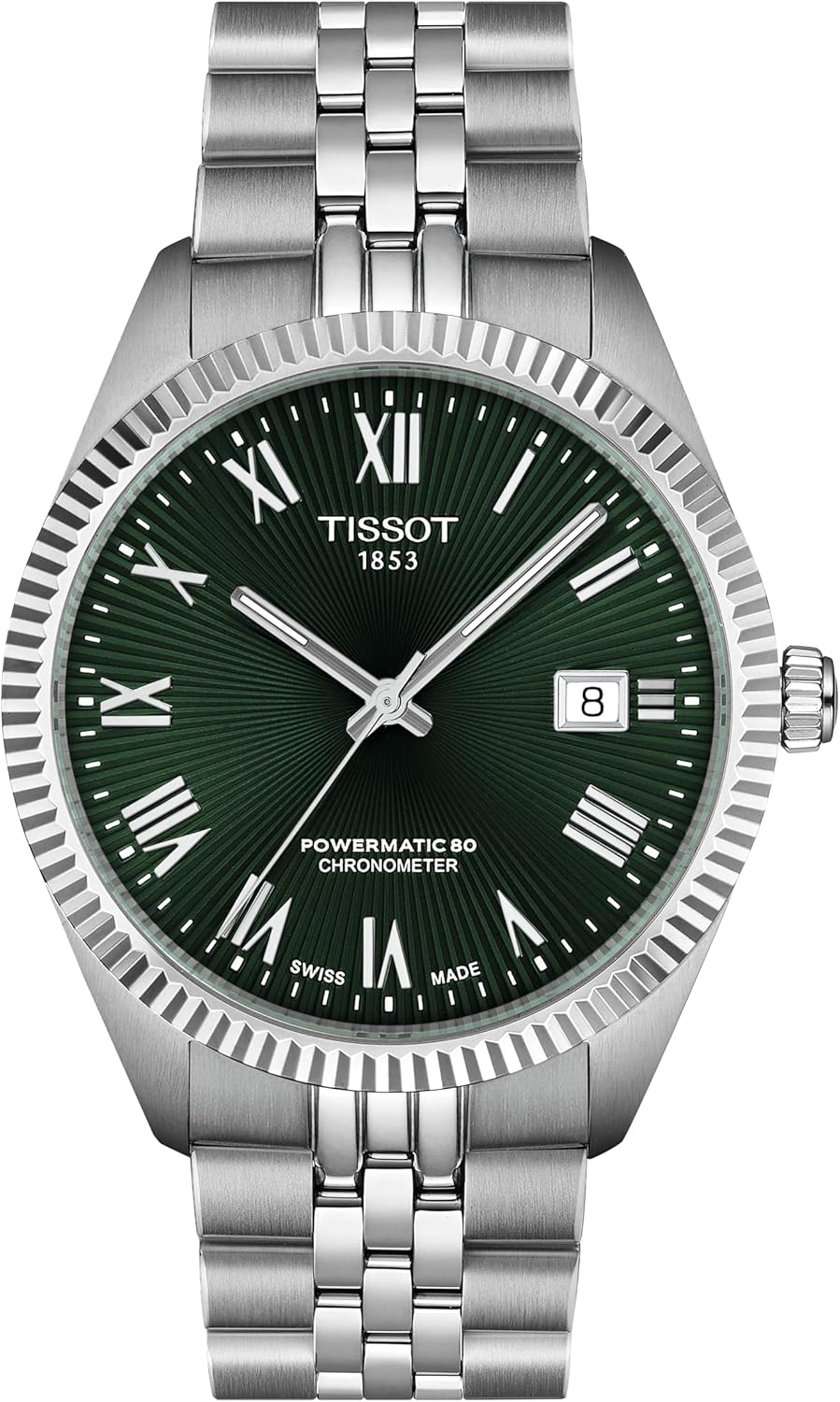 Tissot Ballade Powermatic 80 COSC 39mm, Swiss Automatic Watch for Men, Stainless Steel Case, Green Dial, T1564081109300