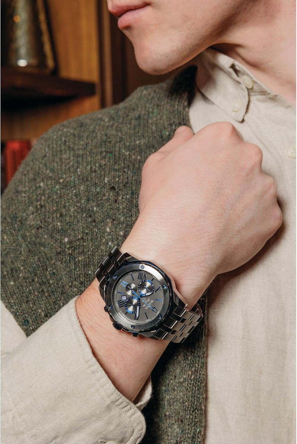Bulova Men's Marine Star 'Series A' Gray IP Stainless Steel with Blue Accents Chronograph Quartz Watch, 4mm Style: 98B411