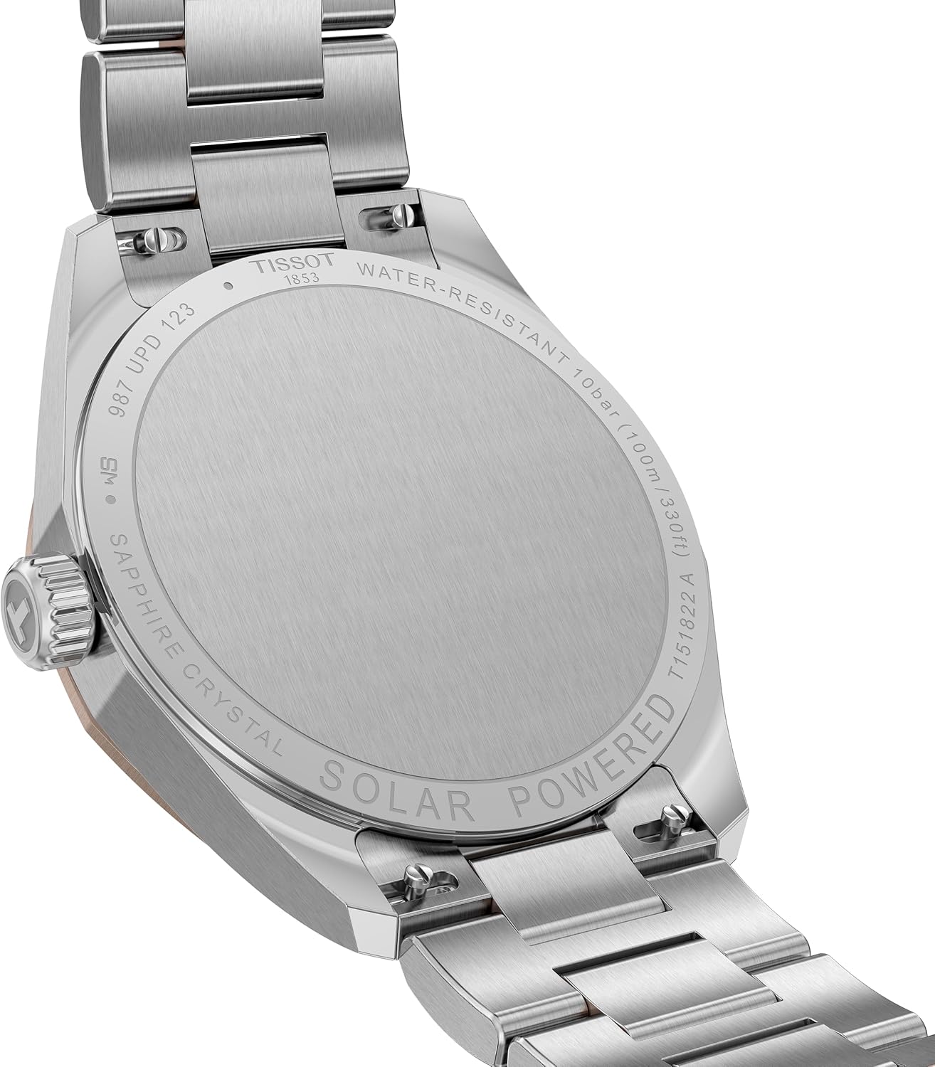 Tissot PRC 100 Solar, White Dial, 34mm Watch for Women, Two-Tone Rose Gold and Silver Stainless Steel Bracelet, Solar Quartz Movement, T1518222211100