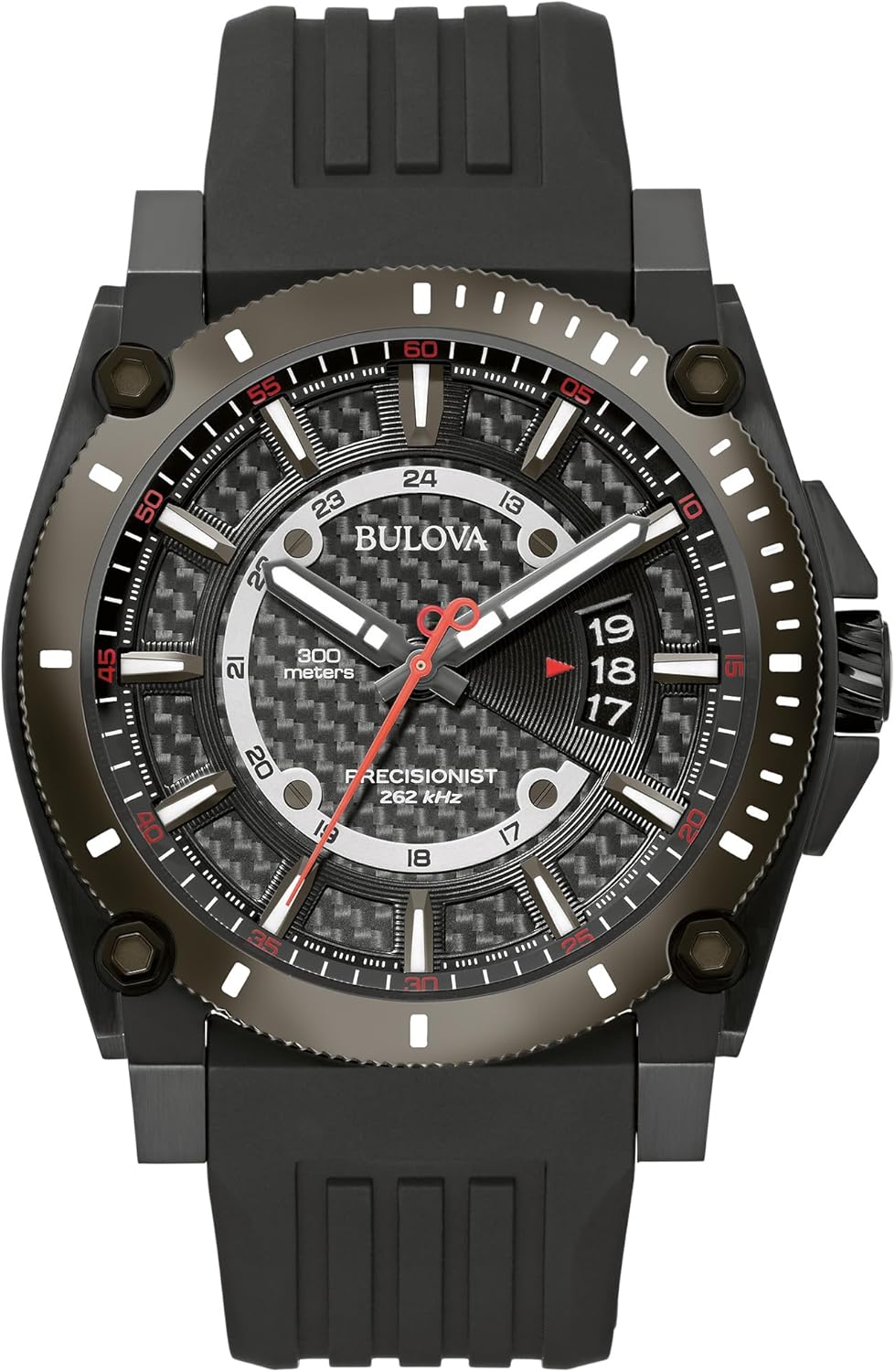 Bulova Men's Icon High Performance Quartz Chronograph Black Stainless Steel Watch with Polyurethane Strap, Black Dial Style: 98B417