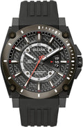 Bulova Men's Icon High Performance Quartz Chronograph Black Stainless Steel Watch with Polyurethane Strap, Black Dial Style: 98B417