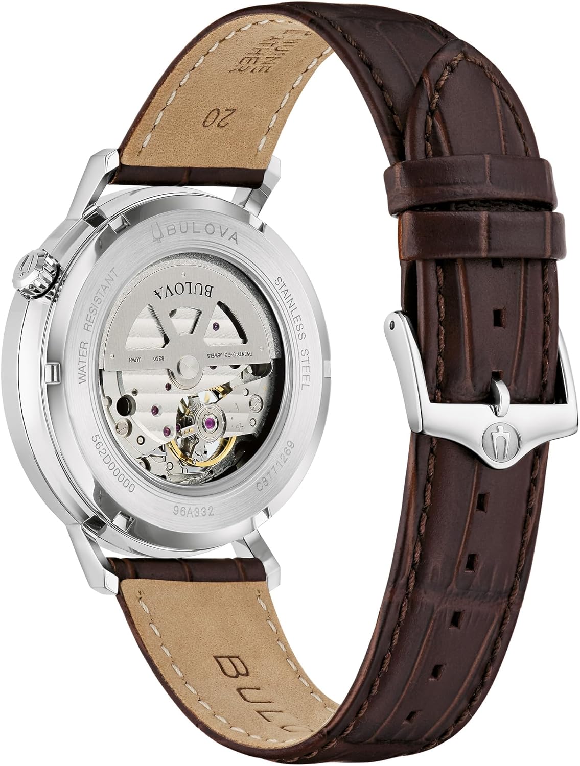 Bulova Men's Classic Aerojet 3-Hand Automatic Leather Strap Watch, Open Aperture, 40-Hour Power Reserve, Double Curved Mineral Crystal, 41mm
