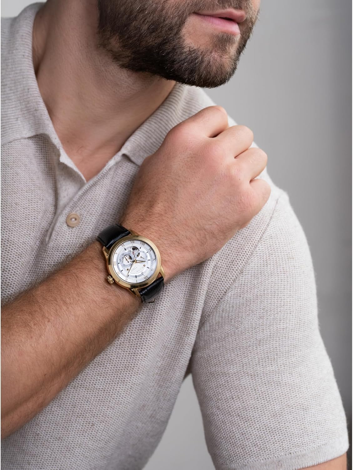 Bulova Men's Classic Sutton 4-Hand Automatic Watch, 24-Hour Sub Dial, Open Aperture, Self-Winding, Exhibition Caseback, Double Curved Mineral Crystal, Luminous Hands, 42mm