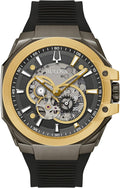 Bulova Men's Automatic Performance Maquina Watch, Black Silicone Strap, Gray Heartbeat Skeleton Dial, 42 Hour Power Reserve (Style:98A310)