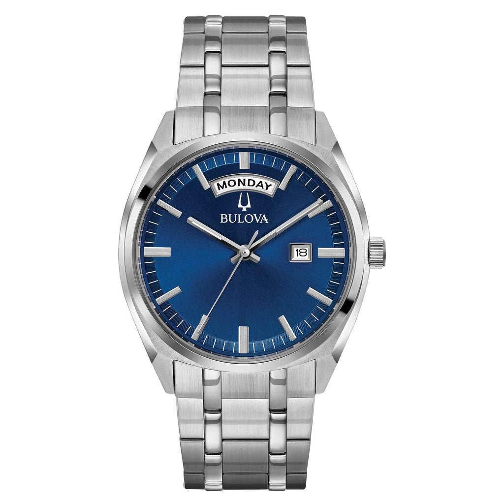 Bulova Men's Classic Dress Surveyor 2-Hand Day/Date Quartz Watch, Luminous Hands, 39mm