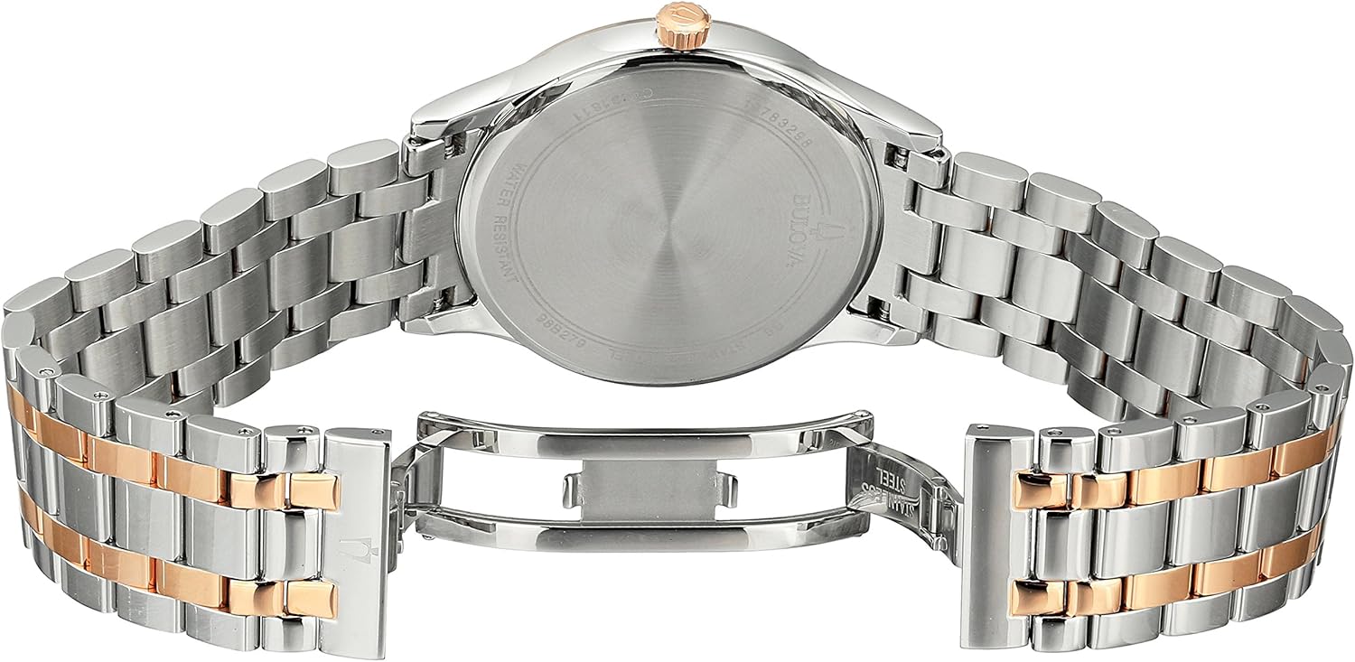 Bulova Men's Classic Stainless Steel Watch with Diamonds and Day Date