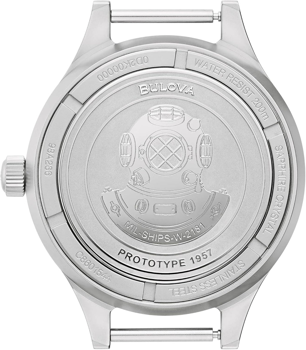 Bulova Men's Archive Series MIL-SHIPS-W-2181 Stainless Steel 3-Hand Hack Automatic Watch, Grey Nylon Strap and Black Matte Dial Style: 98A266