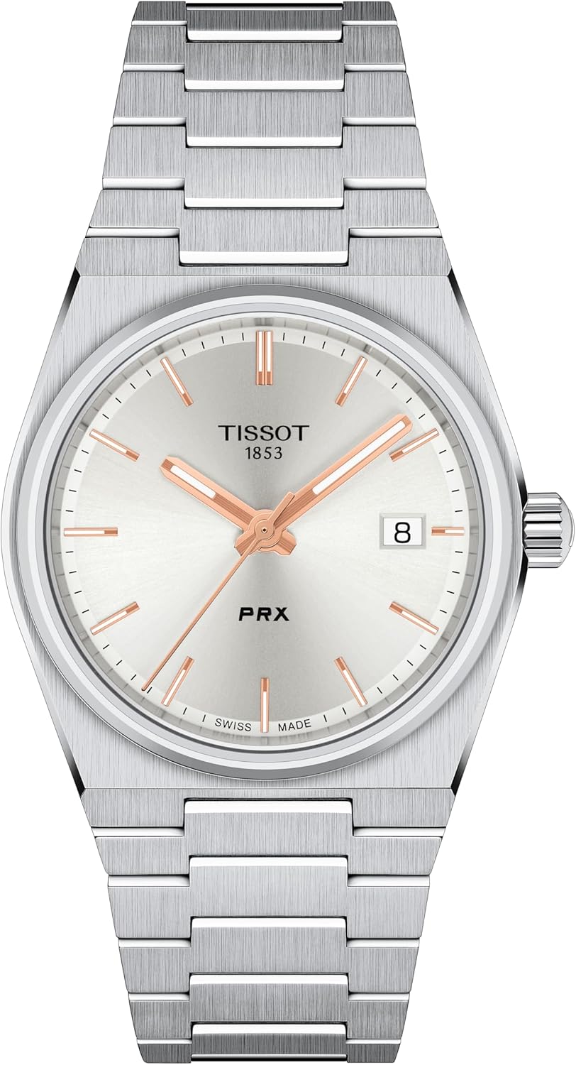 Tissot Unisex Tissot PRX 35mm 316L Stainless Steel case Quartz Watch, Grey, Stainless Steel, 11 (T1372101103100)