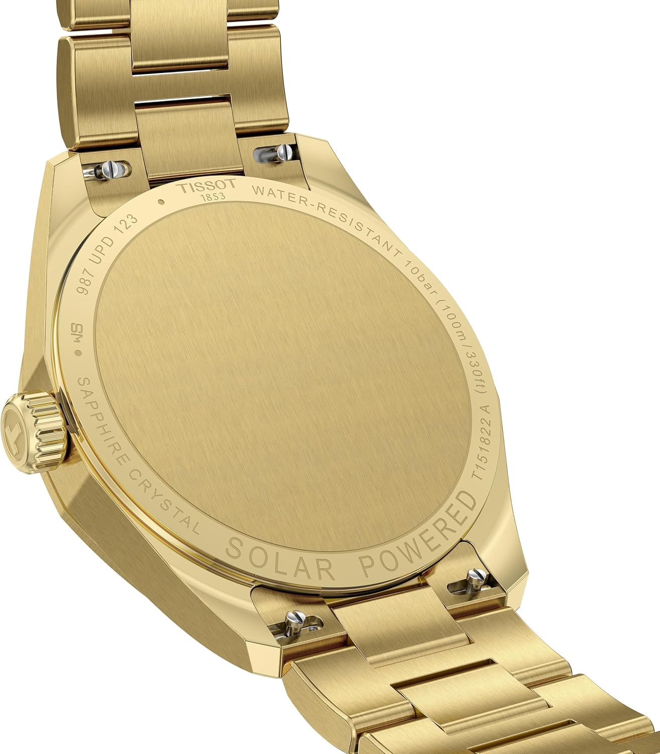 Tissot PRC 100 Solar, Gold PVD Dial, 34mm Watch for Women, Stainless Steel with Gold PVD Bracelet, Solar Quartz Movement, T1518223302100