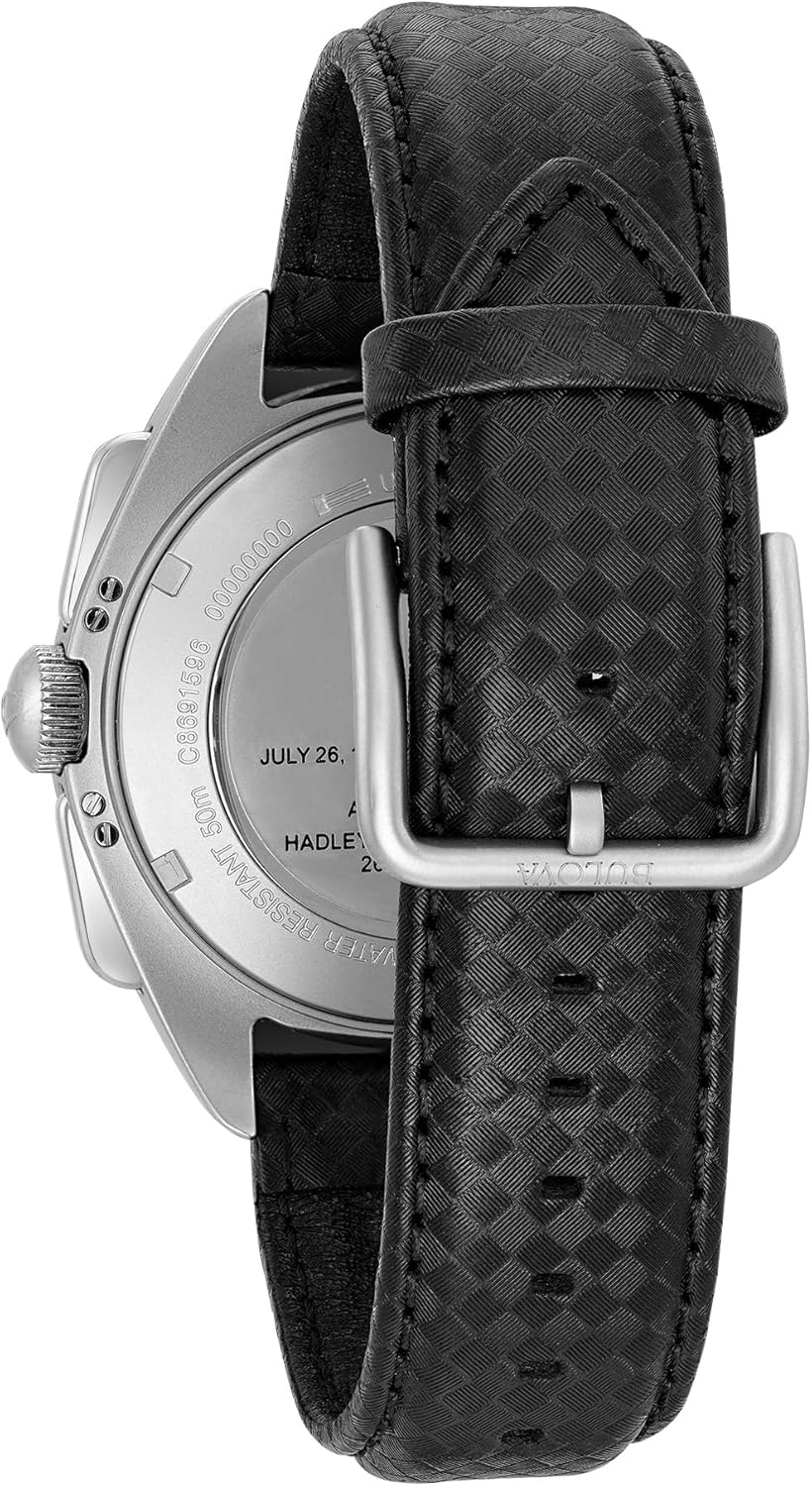 Bulova Men's Archive Series Lunar Pilot 6-Hand Chronograph High Performance Quartz Stainless Steel and Black Nylon Strap Watch Set, Sapphire Crystal Style: 96B251