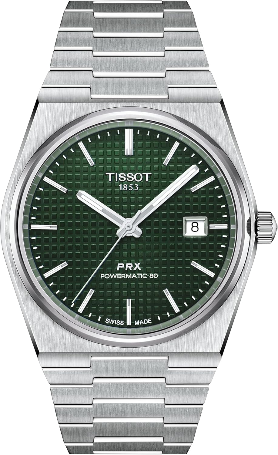 Tissot PRX Powermatic 80, Swiss Automatic Watch for Men, Stainless Steel Case, Green Dial, (T1374071109100)