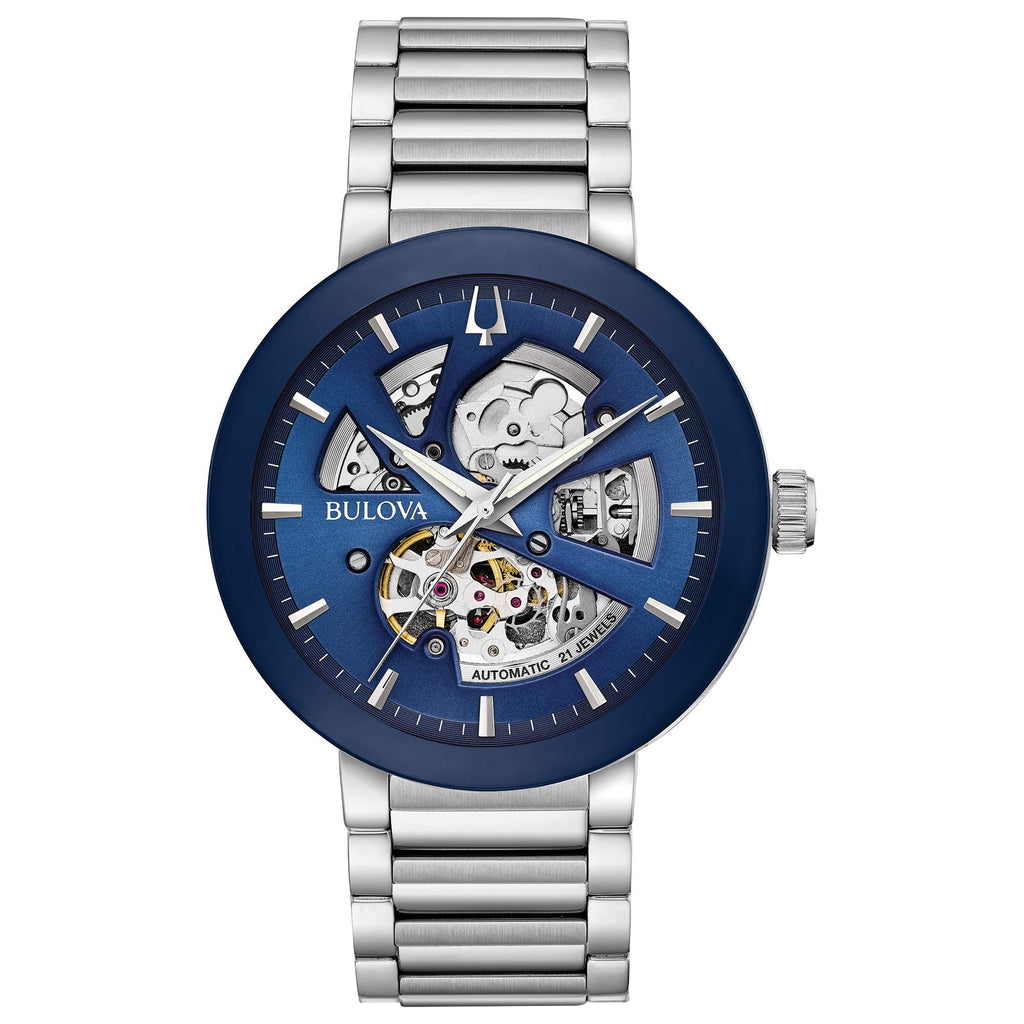 Bulova Men's Modern 3-Hand Automatic Watch, Open Aperture Dial and Edge to Edge Crystal