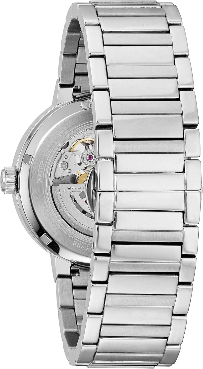 Bulova Men's Modern 3-Hand Automatic Watch, Open Aperture Dial and Edge to Edge Crystal