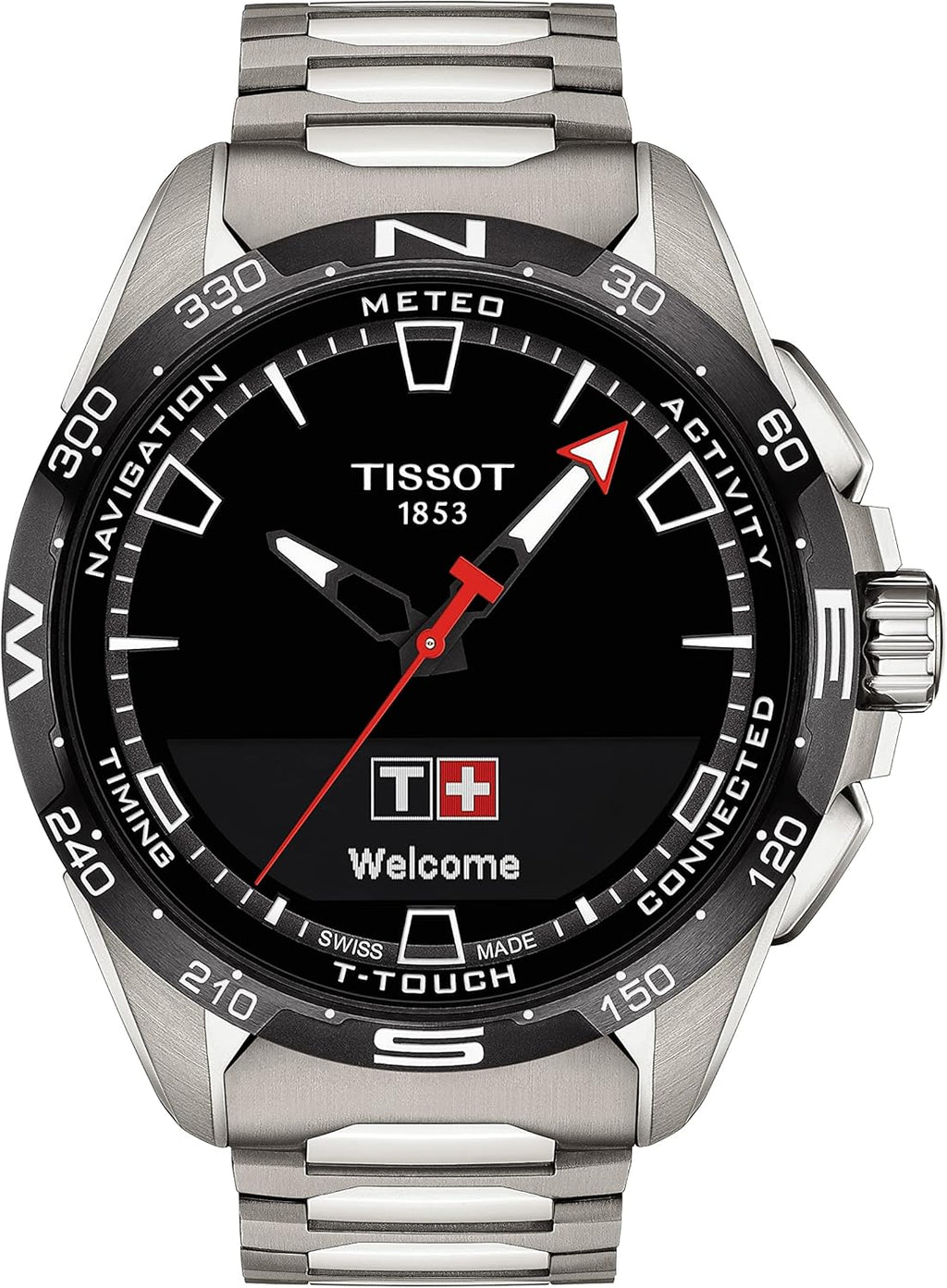 Tissot Unisex T-Touch Connect Solar Antimagnetic Titanium Case Swiss Tactile Quartz Watch with Strap, Grey, 23 (Model: T1214204405100)