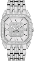 Bulova Men's Crystal Octava Silver Stainless Steel Watch; Octagon Shape Dial, 3 Hand Style: 96A285