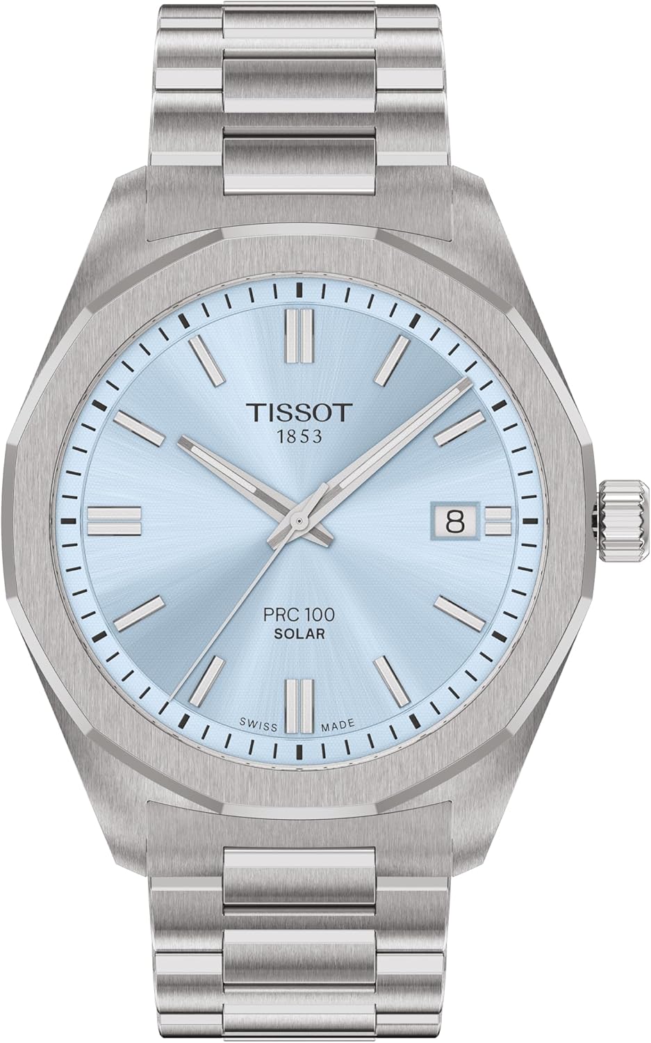 Tissot PRC 100 Solar 39mm, Swiss Solar Quartz Watch for Men, Stainless Steel Case, Blue Dial, T1514221135100