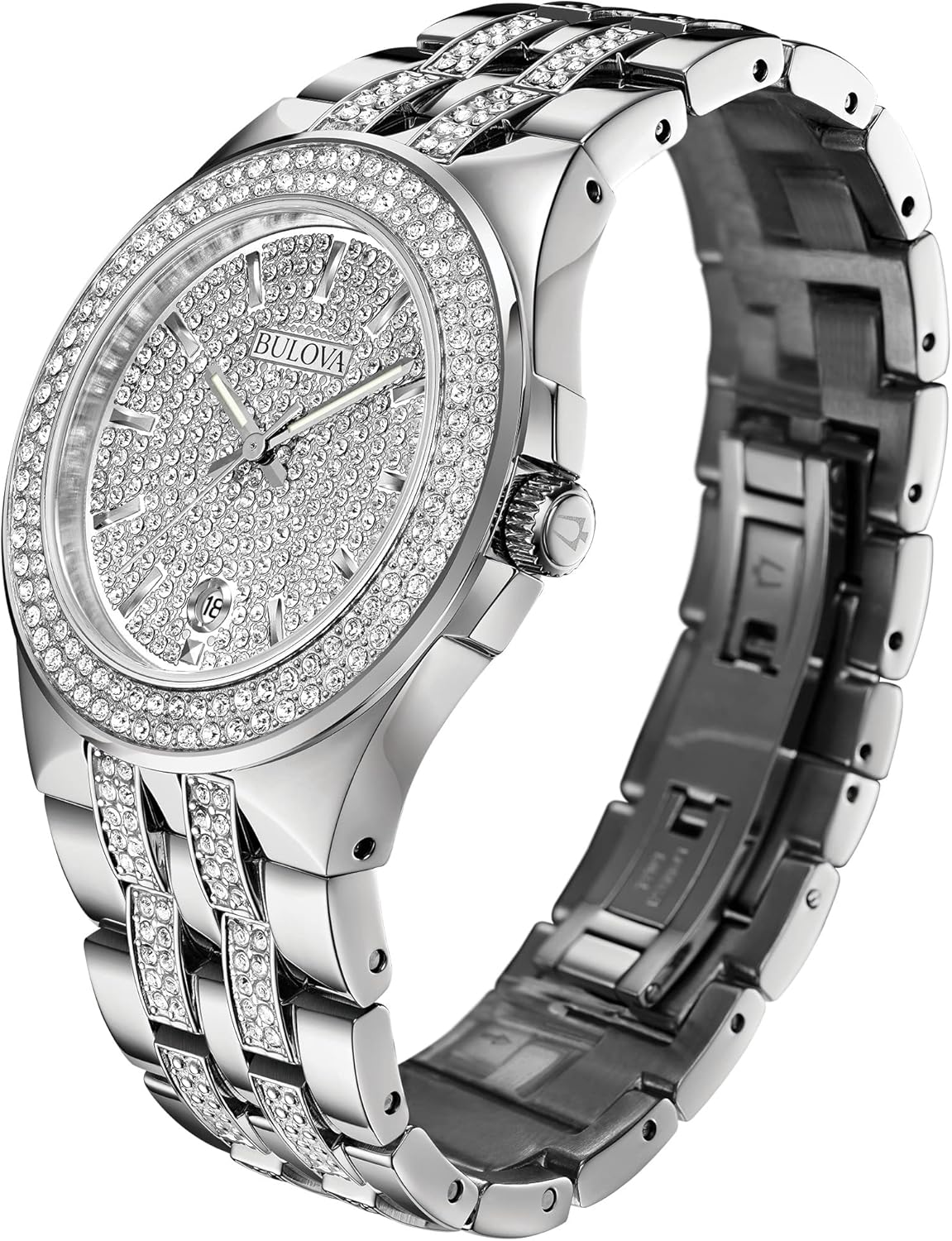 Bulova Men's Crystals Stainless Steel 3-Hand Quartz Watch Style: 96B235