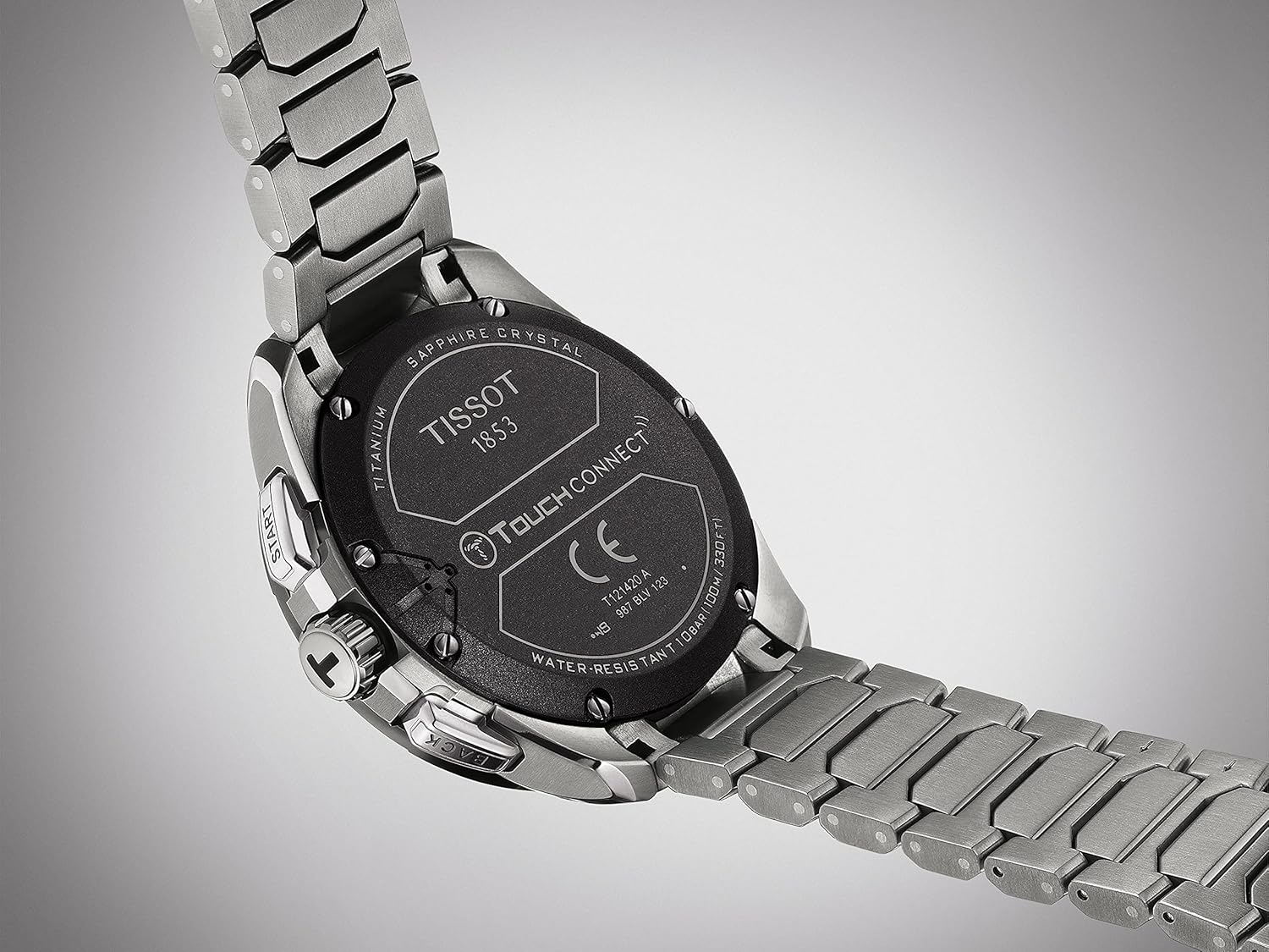 Tissot Unisex T-Touch Connect Solar Antimagnetic Titanium Case Swiss Tactile Quartz Watch with Strap, Grey, 23 (Model: T1214204405100)