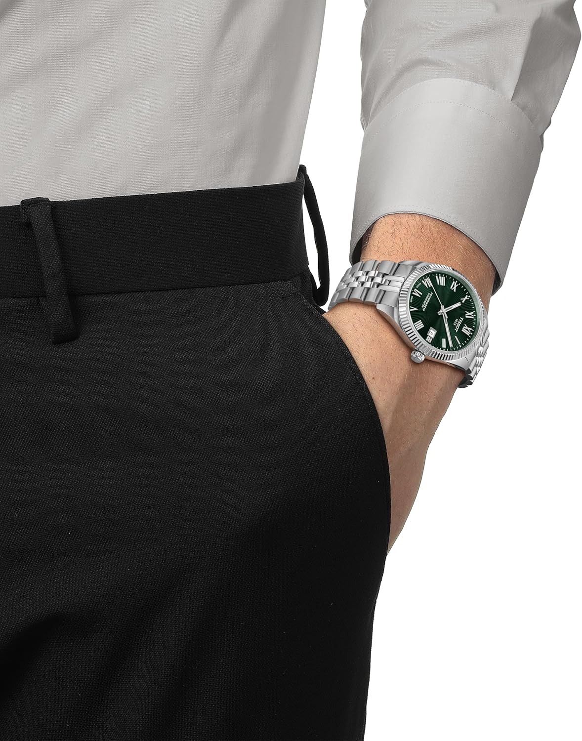Tissot Ballade Powermatic 80 COSC 39mm, Swiss Automatic Watch for Men, Stainless Steel Case, Green Dial, T1564081109300