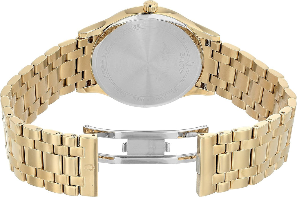 Bulova Men's Classic Stainless Steel Watch with Diamonds and Day Date