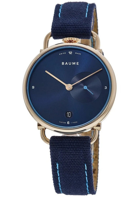 Baume & Mercier Baume Blue Dial Cotton Strap Reloj de mujer