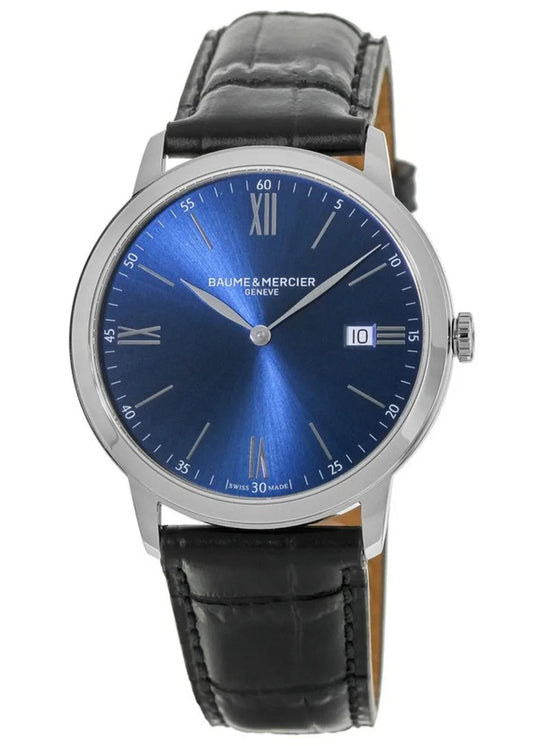 Baume & Mercier Classima Quartz Blue Dial Leather Strap Reloj de hombre