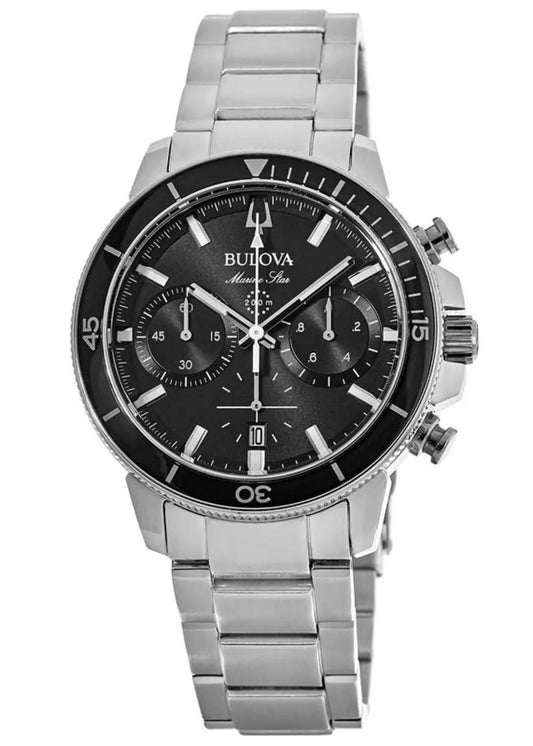 Bulova Marine Star Black Chronograph Dial Stainless Steel Reloj de hombre