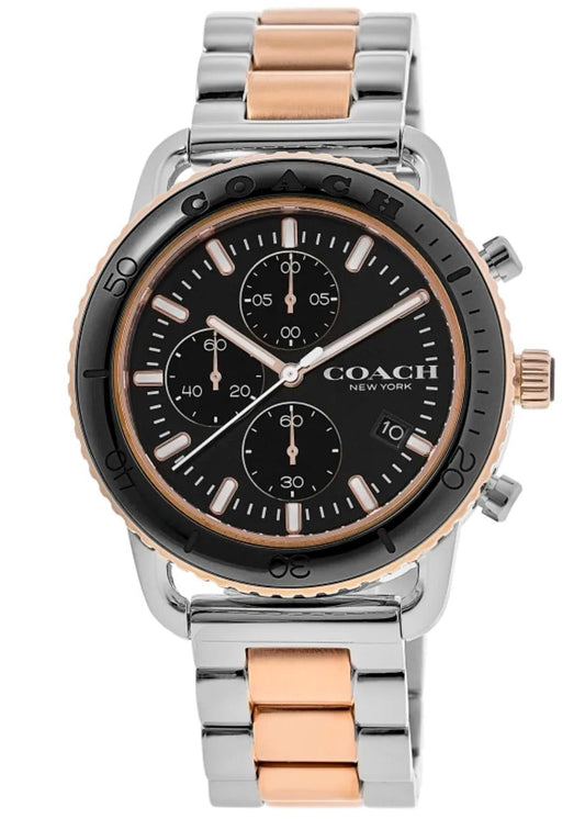 Coach Cruiser Black Chronograph Dial Two-Tone Steel Reloj de hombre